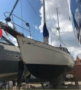 Front Hallberg Rassy Rasmus Yacht for sale outside