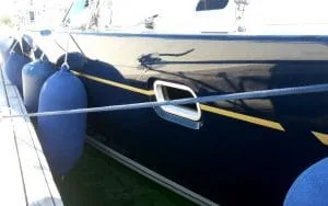blue hull Oyster 54 plan sea